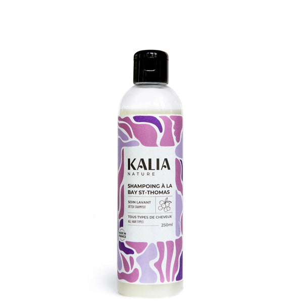 Débarrassez vos cheveux des impuretés grâce au shampoing détoxifiant à la Bay Saint-Thomas de Kalia Nature. Une formulation naturelle et idéale pour cheveux bouclés.