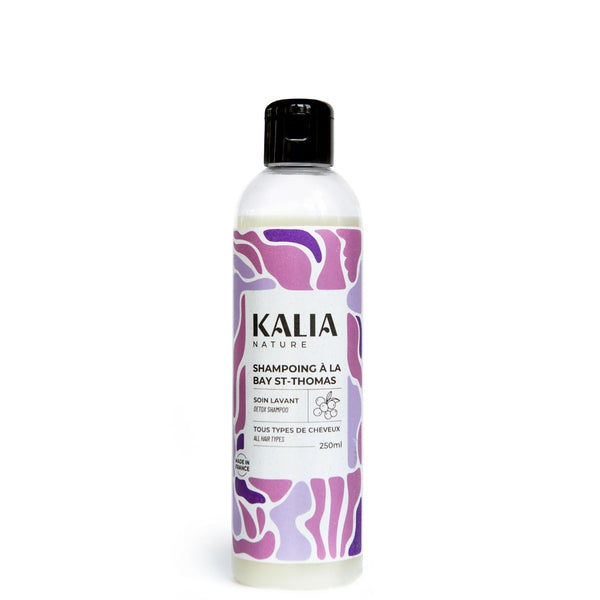 Débarrassez vos cheveux des impuretés grâce au shampoing détoxifiant à la Bay Saint-Thomas de Kalia Nature. Une formulation naturelle et idéale pour cheveux bouclés.