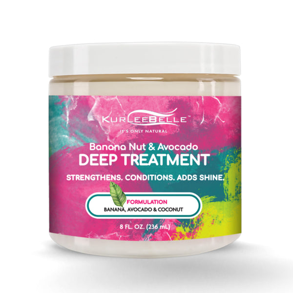 Le Banana Nut & Avocado Deep Treatment de Kurlee Belle redonne vie aux cheveux les plus secs et abîmés... naturellement ! Ce masque capillaire contient de la Banane, de l'Avocat, du Miel et de la Noix de Coco.