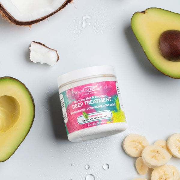 Le Banana Nut & Avocado Deep Treatment de Kurlee Belle redonne vie aux cheveux les plus secs et abîmés... naturellement ! Ce masque capillaire contient de la Banane, de l'Avocat, du Miel et de la Noix de Coco.