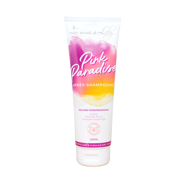 Le Pink Paradise des Secrets de Loly est un après-shampoing démêlant formulé avec de l’Aloe Vera, de l’huile de jojoba et de la pro vitamine B5. Cet après-shampoing démêlant peut également être utilisé en tant que co-wash.