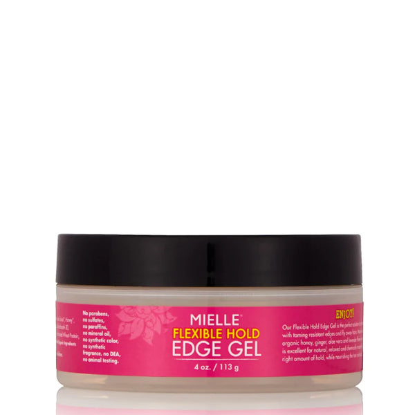 Mielle Organics Honey & Ginger Edge Gel est un lisseur de bordure naturel très efficace pour plaquer les petits cheveux sur les contours, les chignons ou les tresses