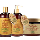 Ce pack Shea Moisture comprend le shampoing, le conditioner et le masque de la célèbre gamme Manuka Honey & Mafura Oil. Idéal pour laver et réhydrater parfaitement.